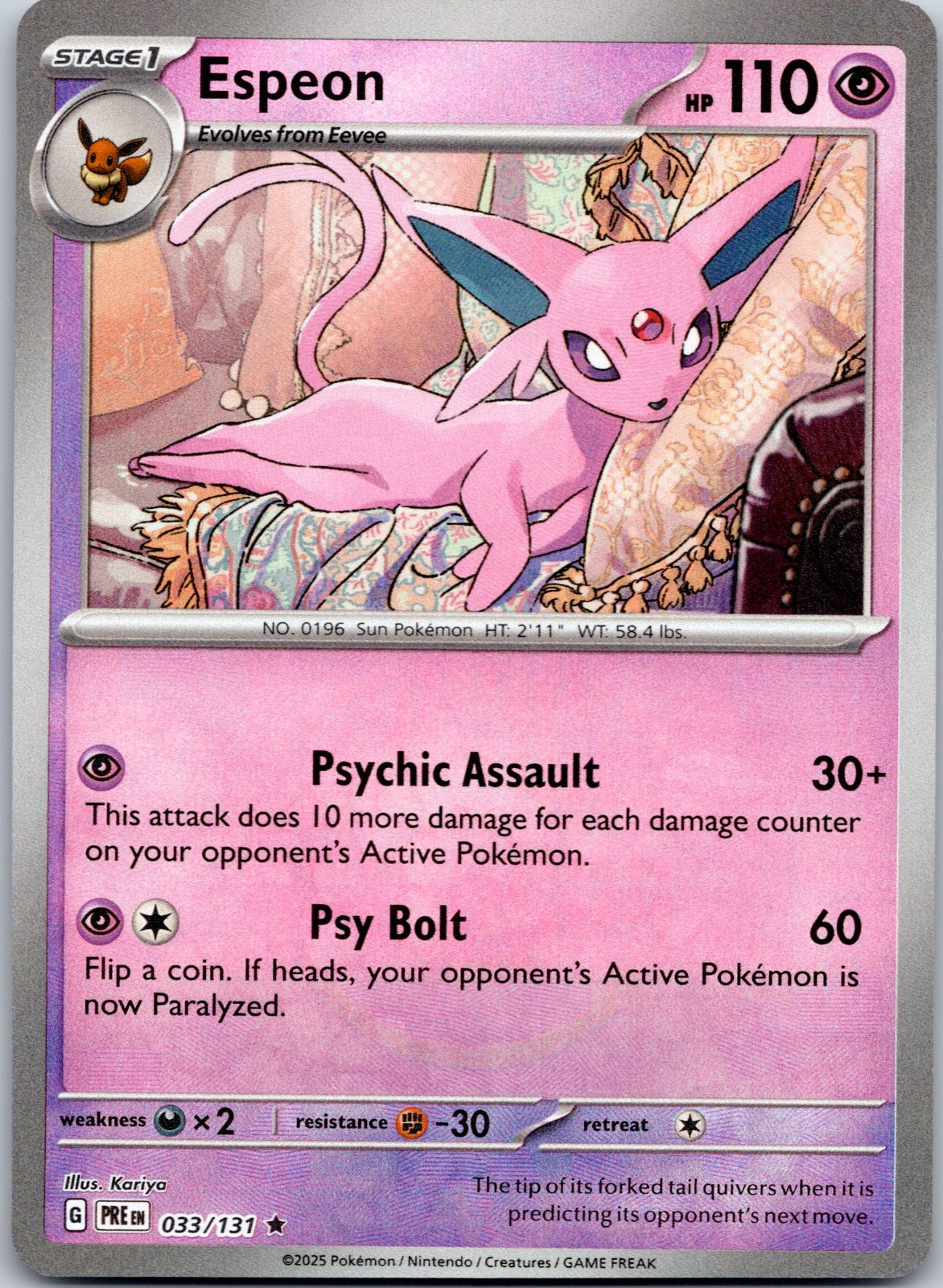 Espeon (Master Ball Pattern) 033/131 SV: Prismatic Evolutions (Kariya)