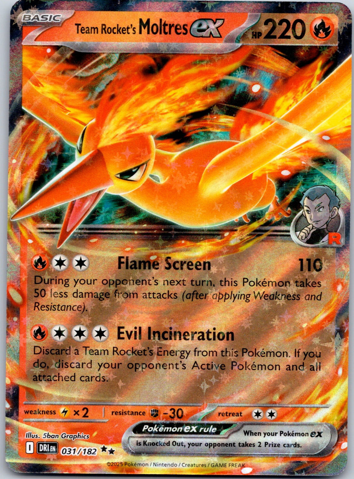 Team Rocket's Moltres ex 031/182 SV10: Destined Rivals (5ban Graphics)