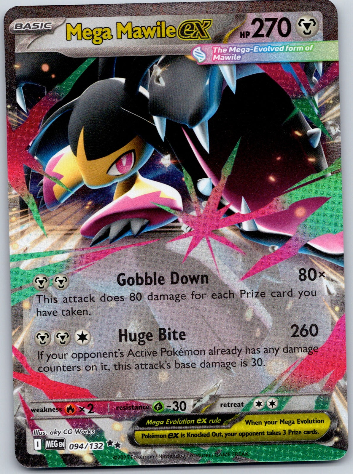 Mega Mawile ex 094/132 Prize Pack Series Cards (aky CG Works)