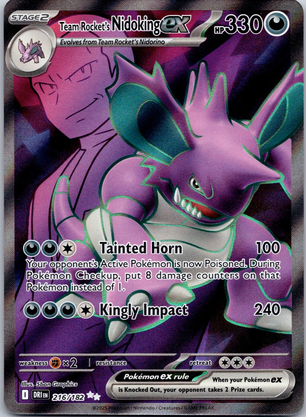 Team Rocket's Nidoking ex 216/182 SV10: Destined Rivals (5ban Graphics)