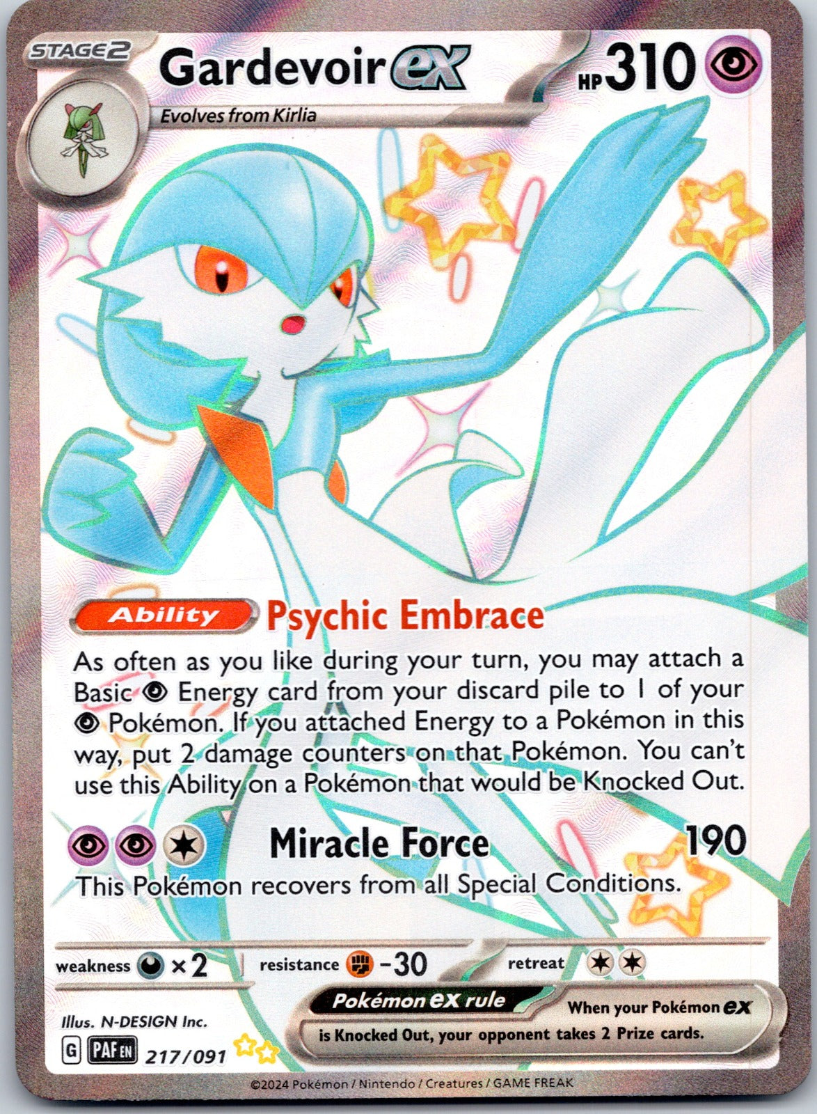 Gardevoir ex 217/091 SV: Paldean Fates (N-DESIGN Inc.)
