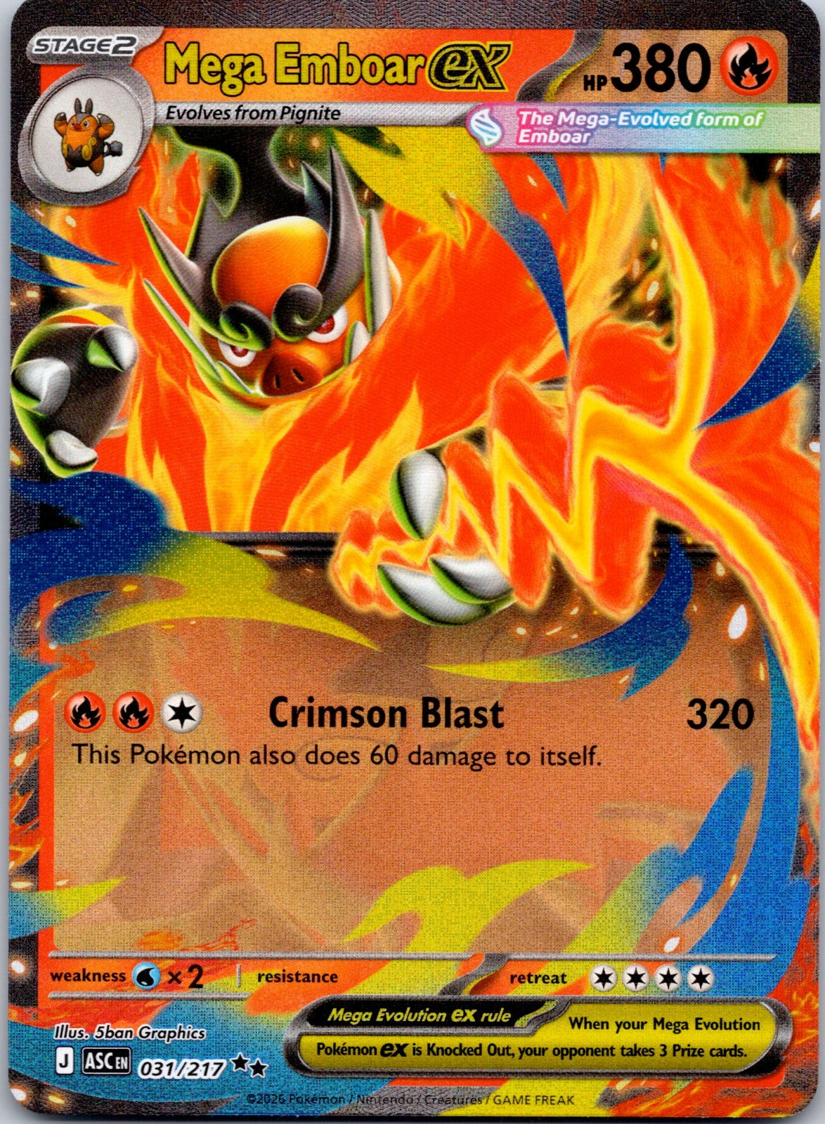 Mega Emboar ex - 031/217 ME: Ascended Heroes (5ban Graphics)