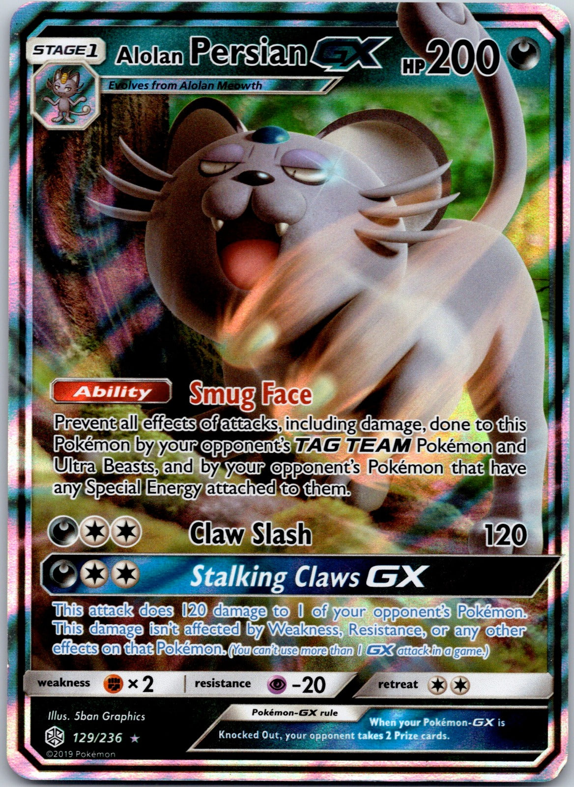 Alolan Persian GX 129/236 SM - Cosmic Eclipse (5ban Graphics)