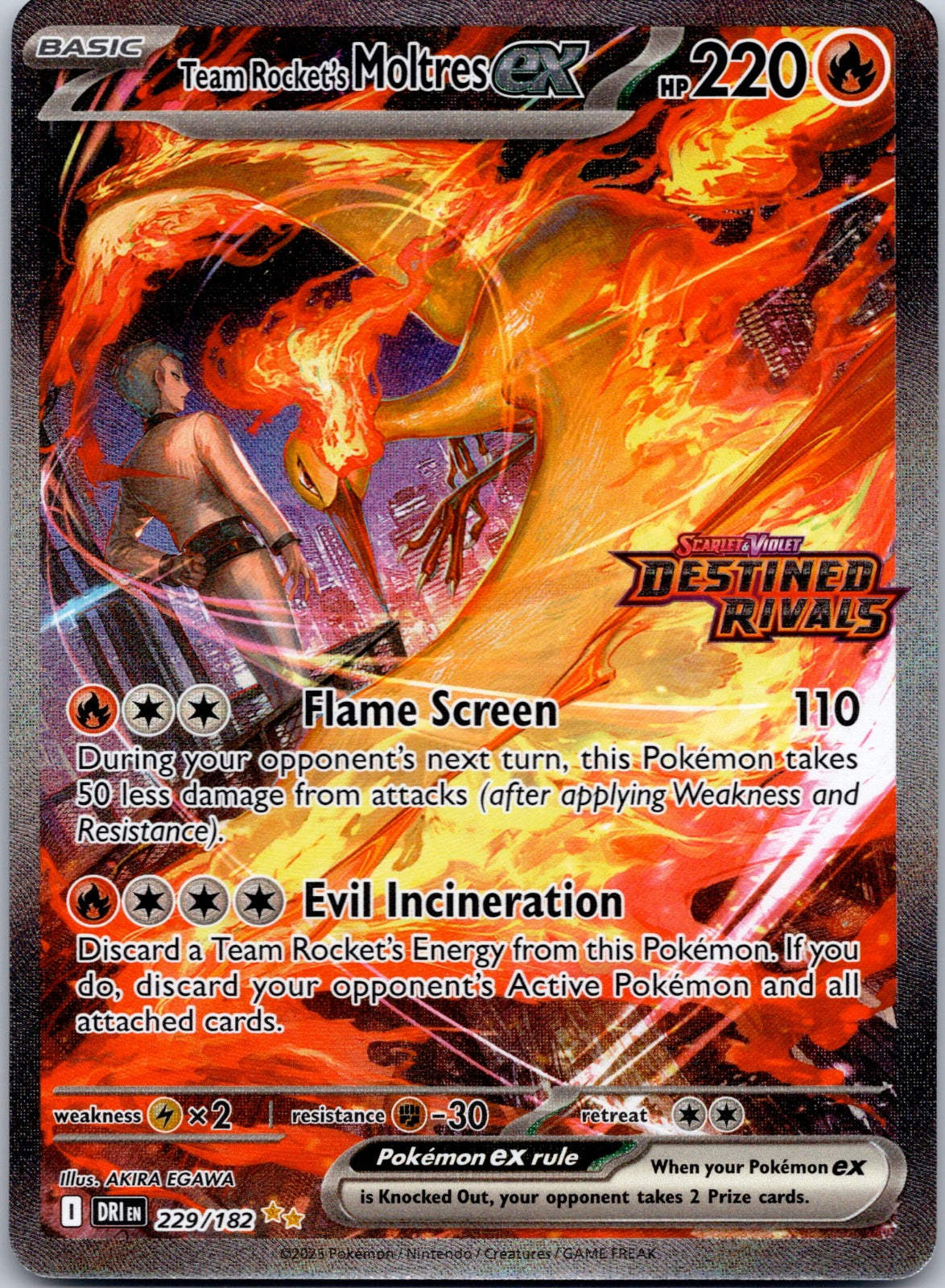 Team Rocket's Moltres ex - (Destined Rivals Stamp) 229/182 Miscellaneous Cards & Products (AKIRA EGAWA)