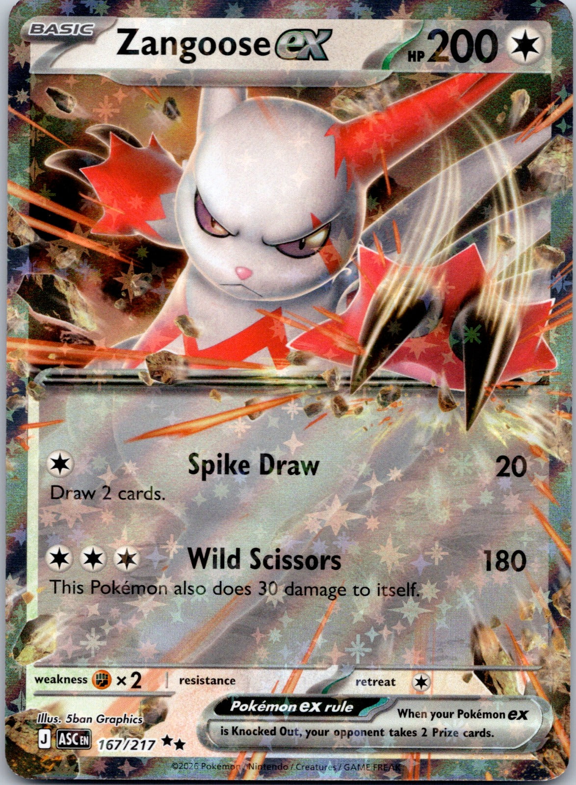 Zangoose ex 167/217 ME: Ascended Heroes (5ban Graphics)
