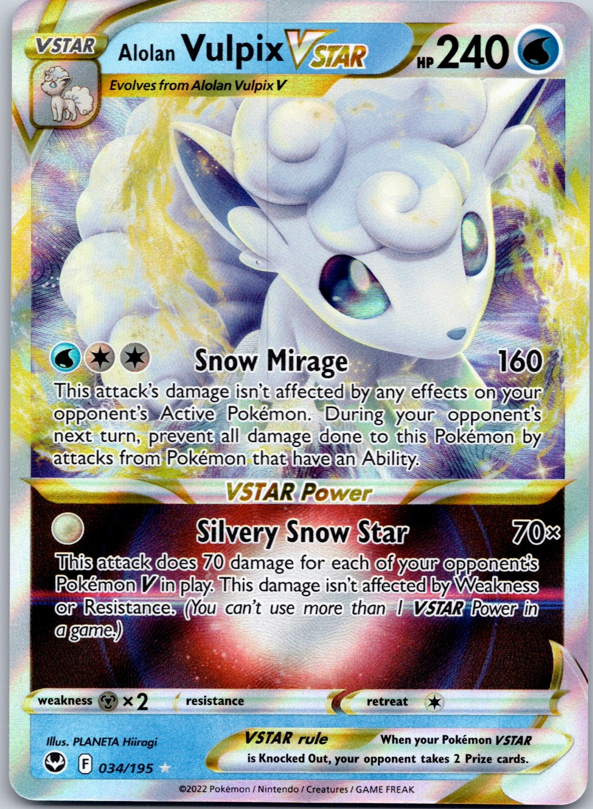 Alolan Vulpix VSTAR 034/195 SWSH12: Silver Tempest (PLANETA Hiiragi)