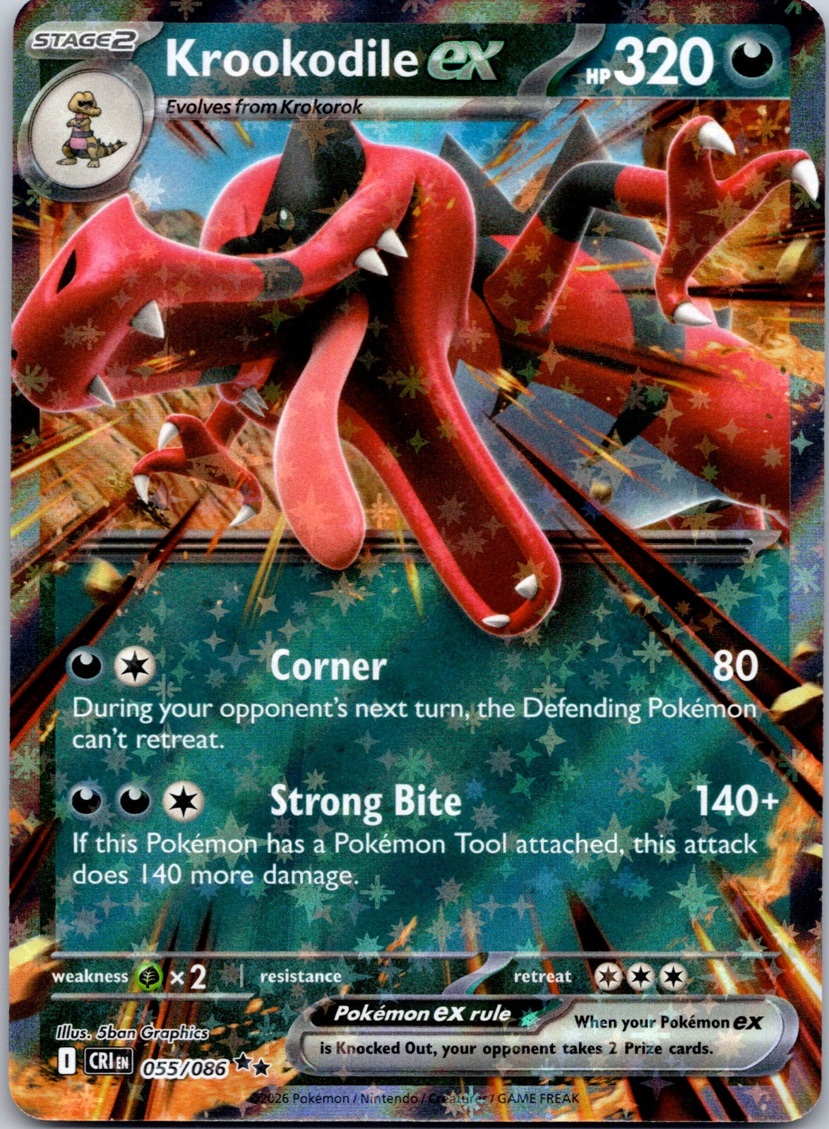 Krookodile ex 055/086 ME04: Chaos Rising (5ban Graphics)