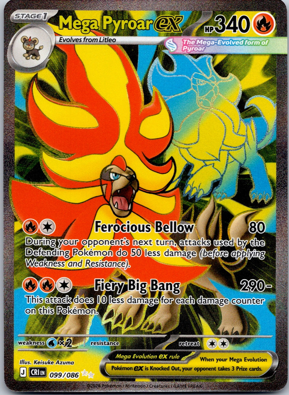 Mega Pyroar ex 099/086 ME04: Chaos Rising (Keisuke Azuma)