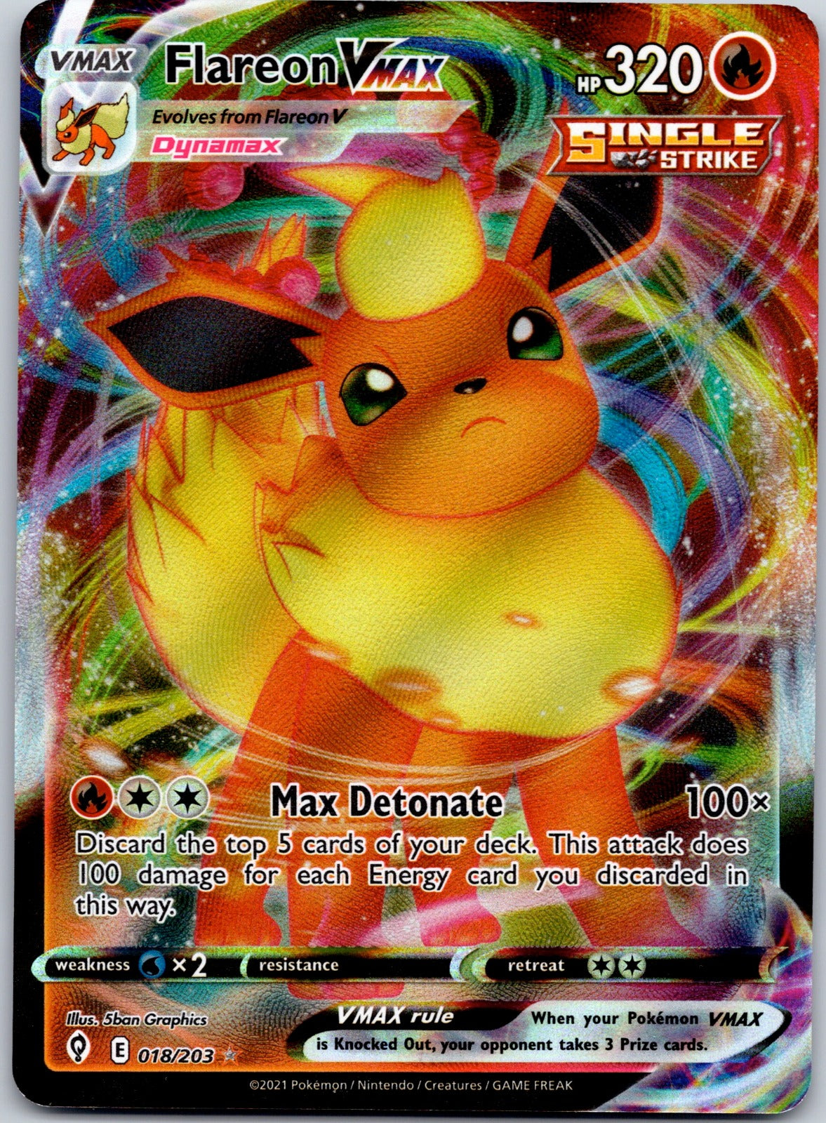 Flareon VMAX 018/203 SWSH07: Evolving Skies (5ban Graphics)