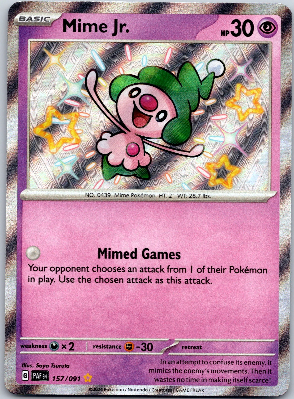 Mime Jr. 157/091 SV: Paldean Fates (Saya Tsuruta)