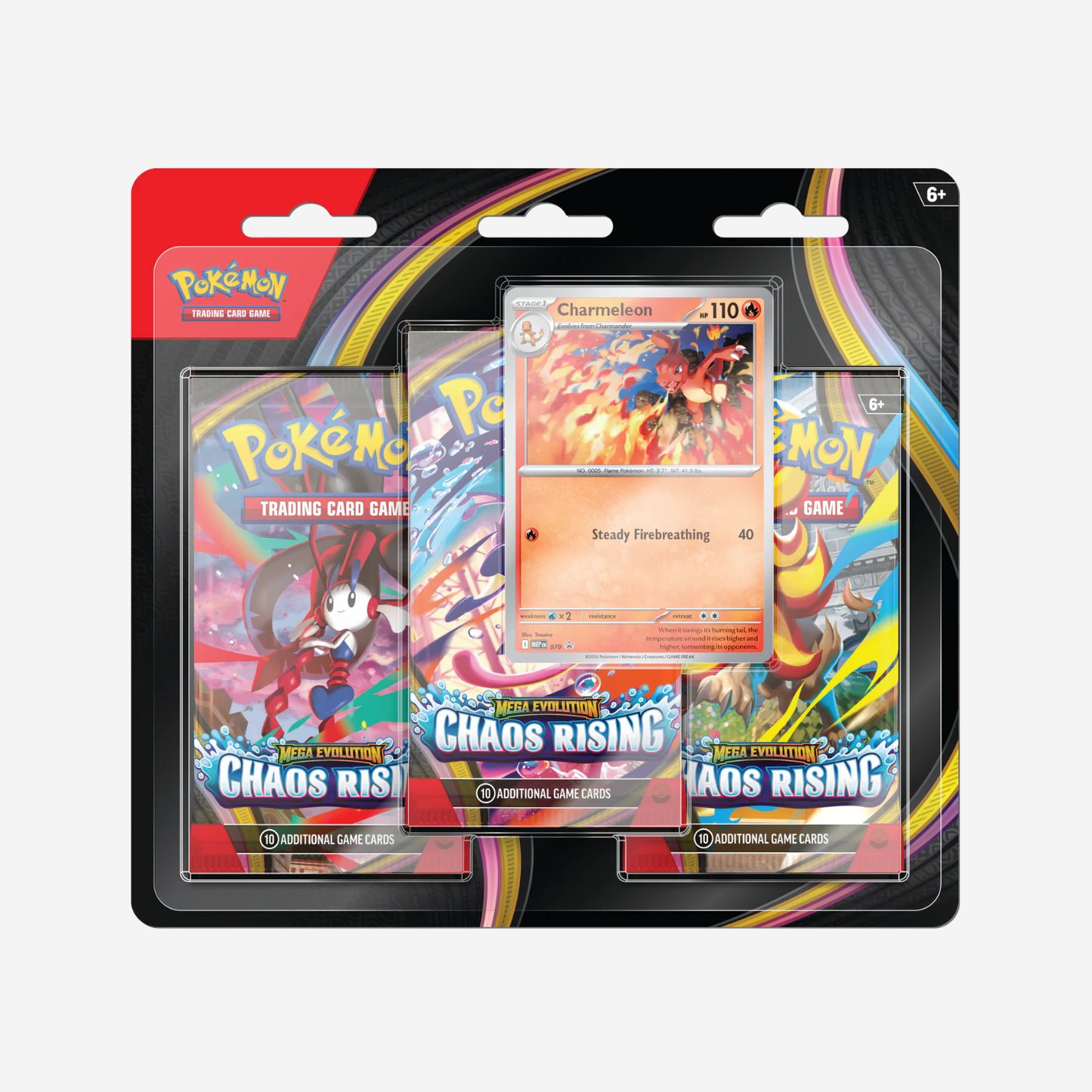 Pokemon TCG: Mega Evolution-Chaos Rising 3-Pack Blister Charmeleon