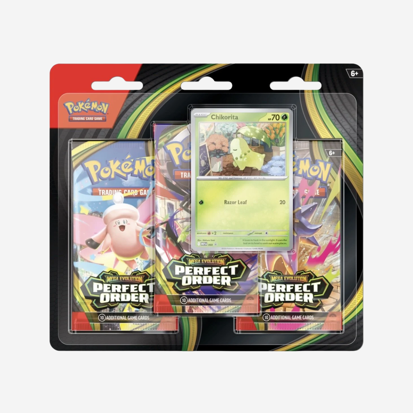 Pokemon TCG: Mega Evolution-Perfect Order 3-Pack Blister Chikorita