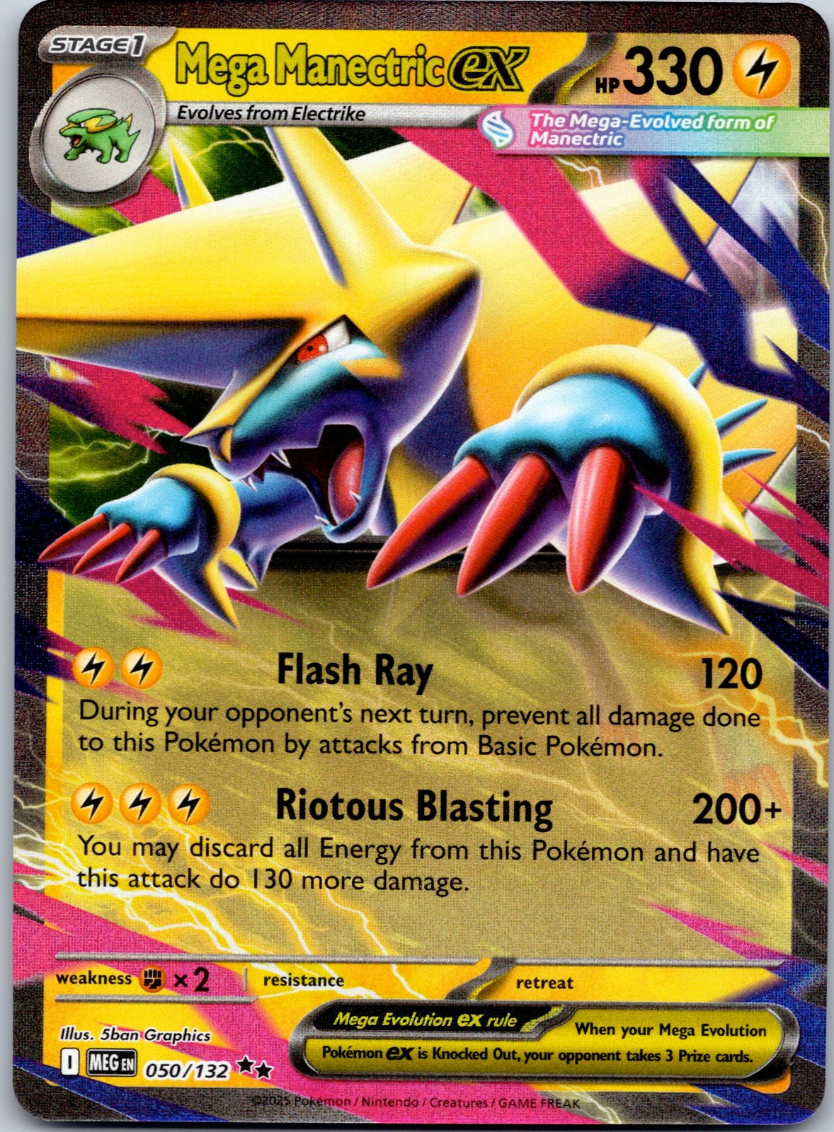 Mega Manectric ex 050/132 ME01: Mega Evolution (5ban Graphics)