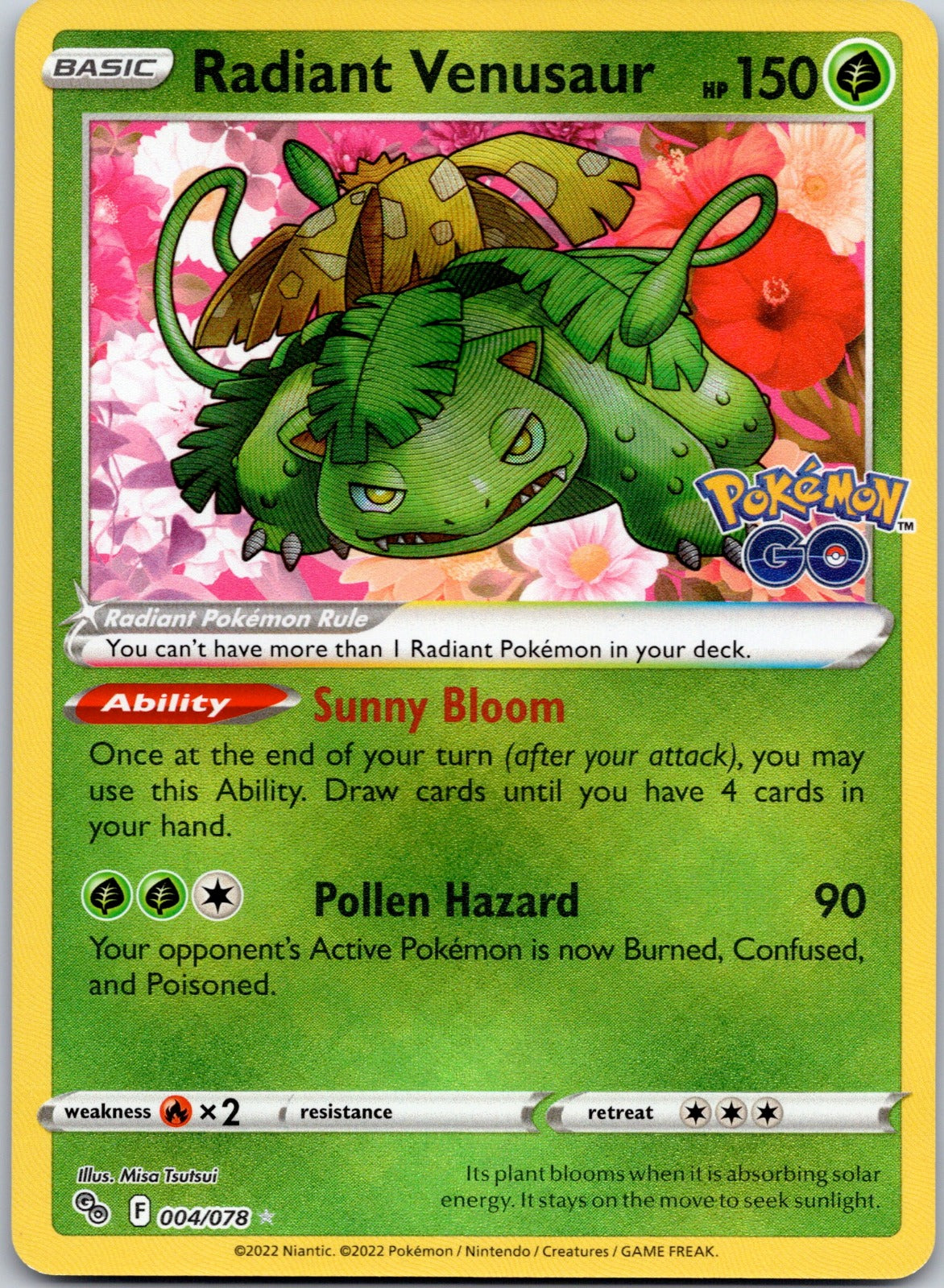 Radiant Venusaur 004/078 Pokemon GO (Misa Tsutsui)