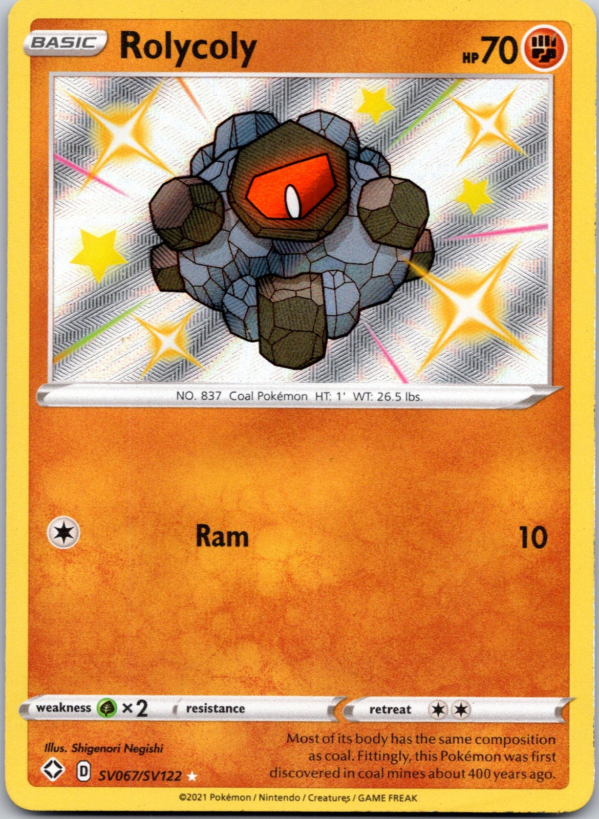 Rolycoly SV067/SV122 Shining Fates: Shiny Vault (Shigenori Negishi)