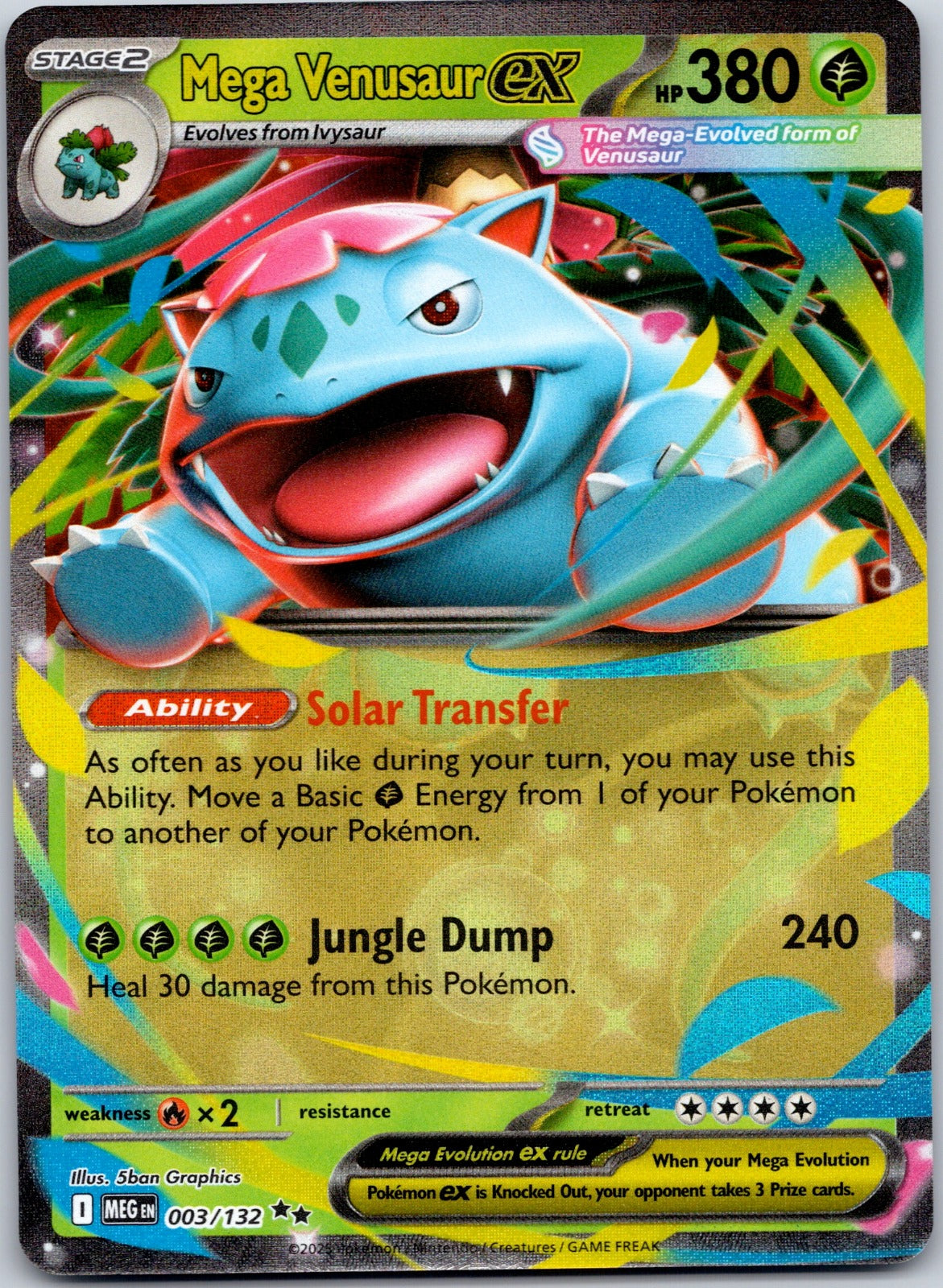 Mega Venusaur ex 003/132 Prize Pack Series Cards (5ban Graphics)