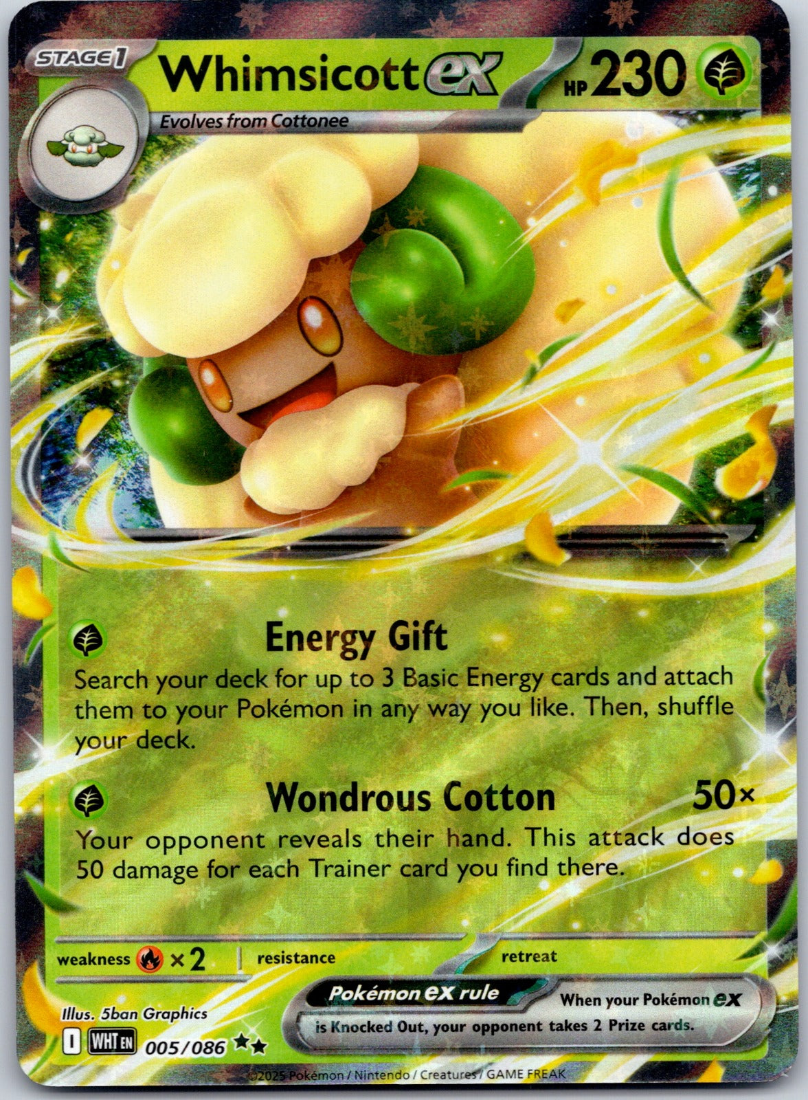 Whimsicott ex 005/086 SV: White Flare (5ban Graphics)