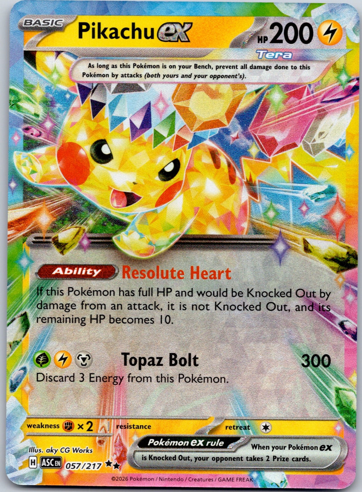 Pikachu ex 057/217 ME: Ascended Heroes (aky CG Works)