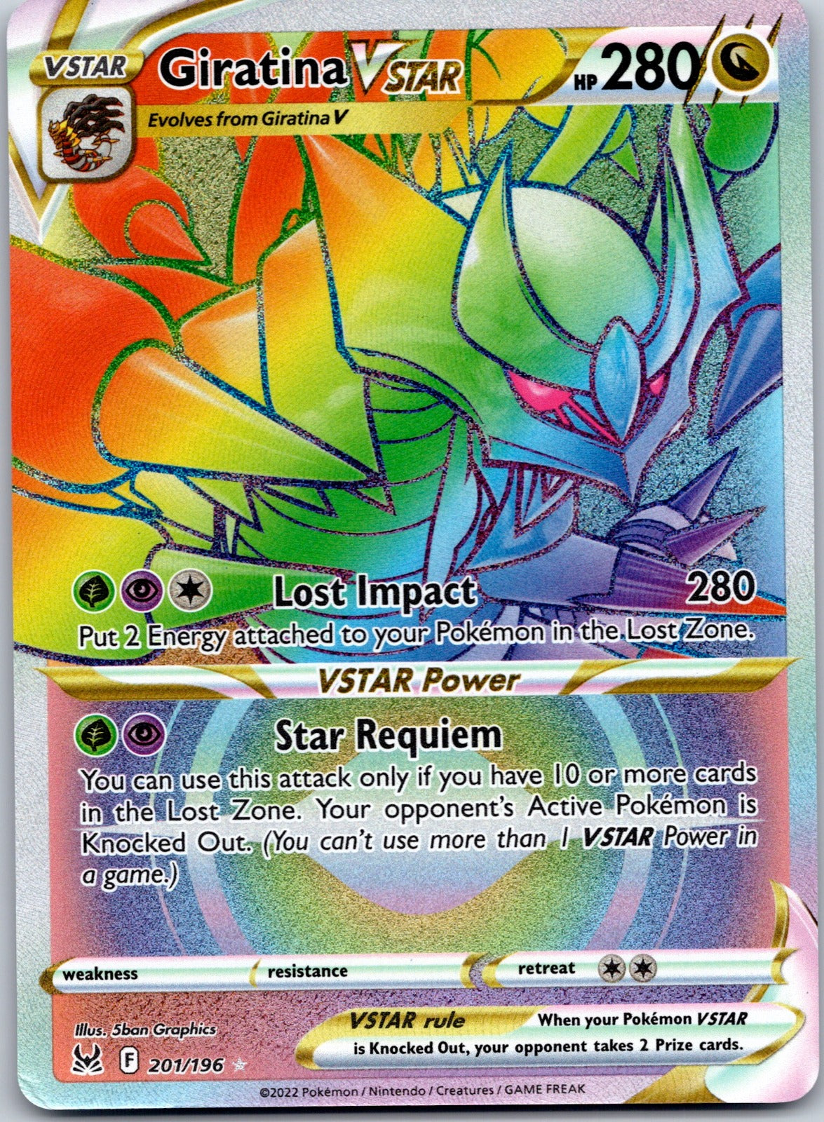 Giratina VSTAR (201) (Secret) 201/196 SWSH11: Lost Origin (5ban Graphics)