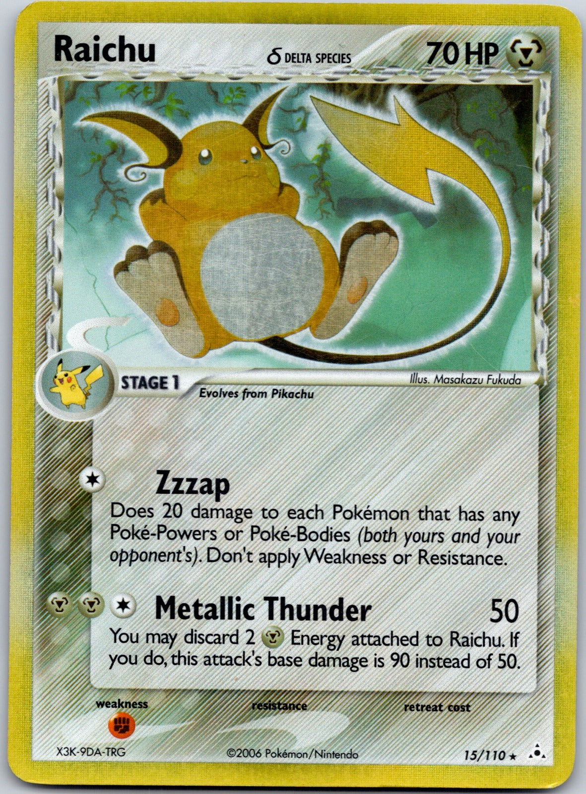 Raichu (Delta Species) 15/110 EX Holon Phantoms (Masakazu Fukuda)
