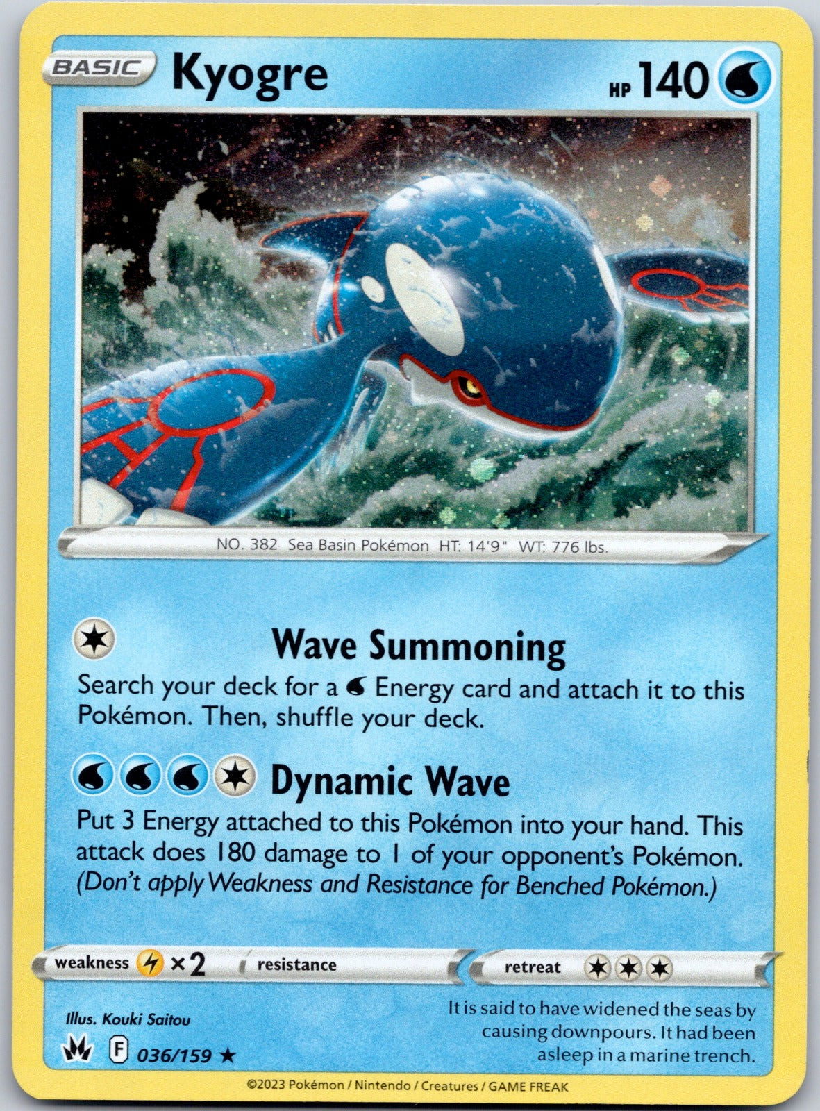 Kyogre 036/159 SWSH: Crown Zenith (Kouki Saitou)