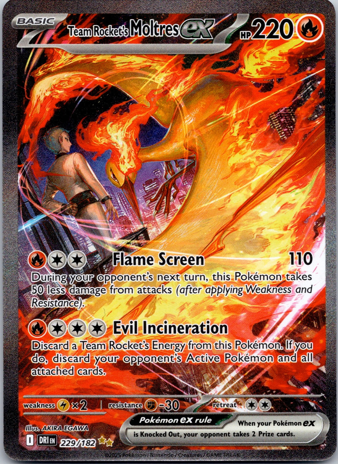 Team Rocket's Moltres ex 229/182 SV10: Destined Rivals (Akira Egawa)