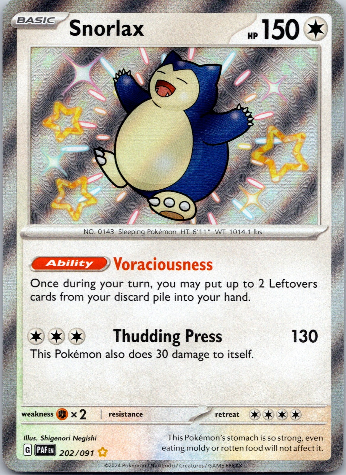 Snorlax 202/091 SV: Paldean Fates (Shigenori Negishi)
