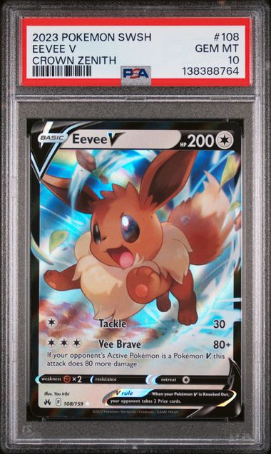 Eevee V 108 Pokemon Sword And Shield Crown Zenith PSA 10