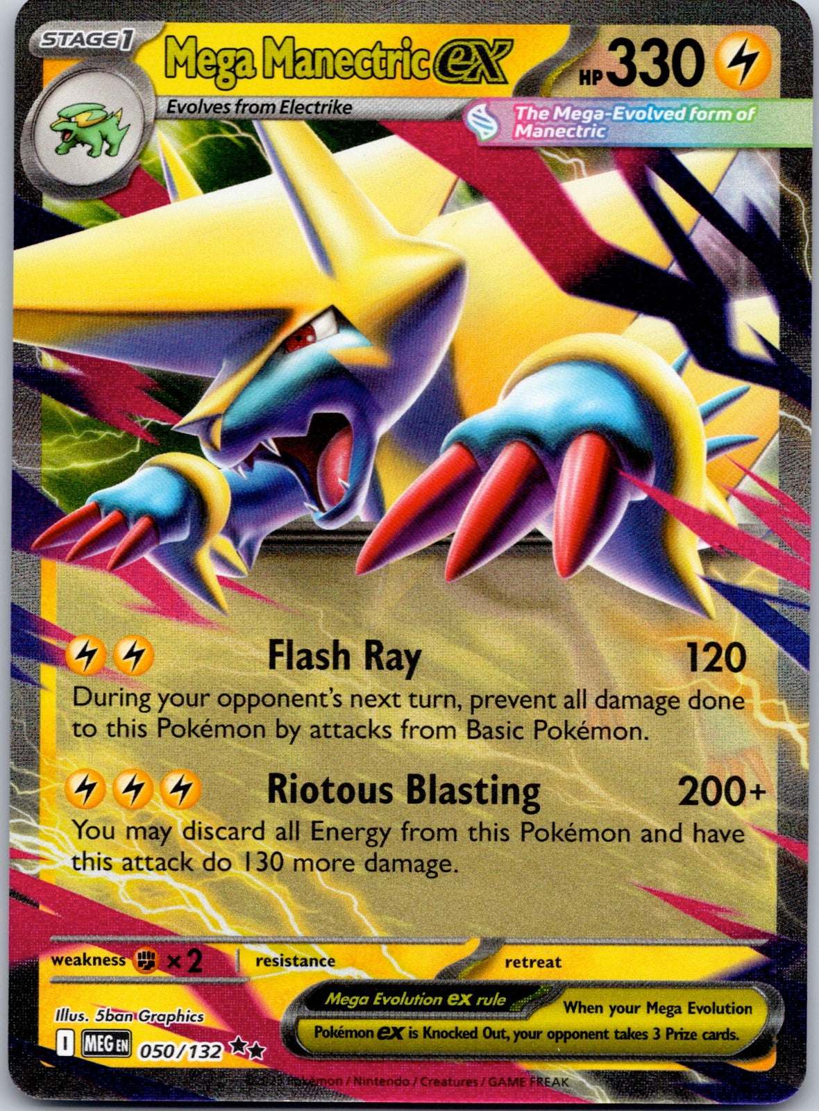 Mega Manectric ex 050/132 Prize Pack Series Cards (5ban Graphics)
