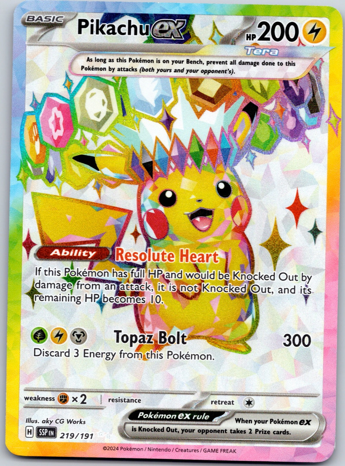 Pikachu ex 219/191 SV08: Surging Sparks (aky CG Works)