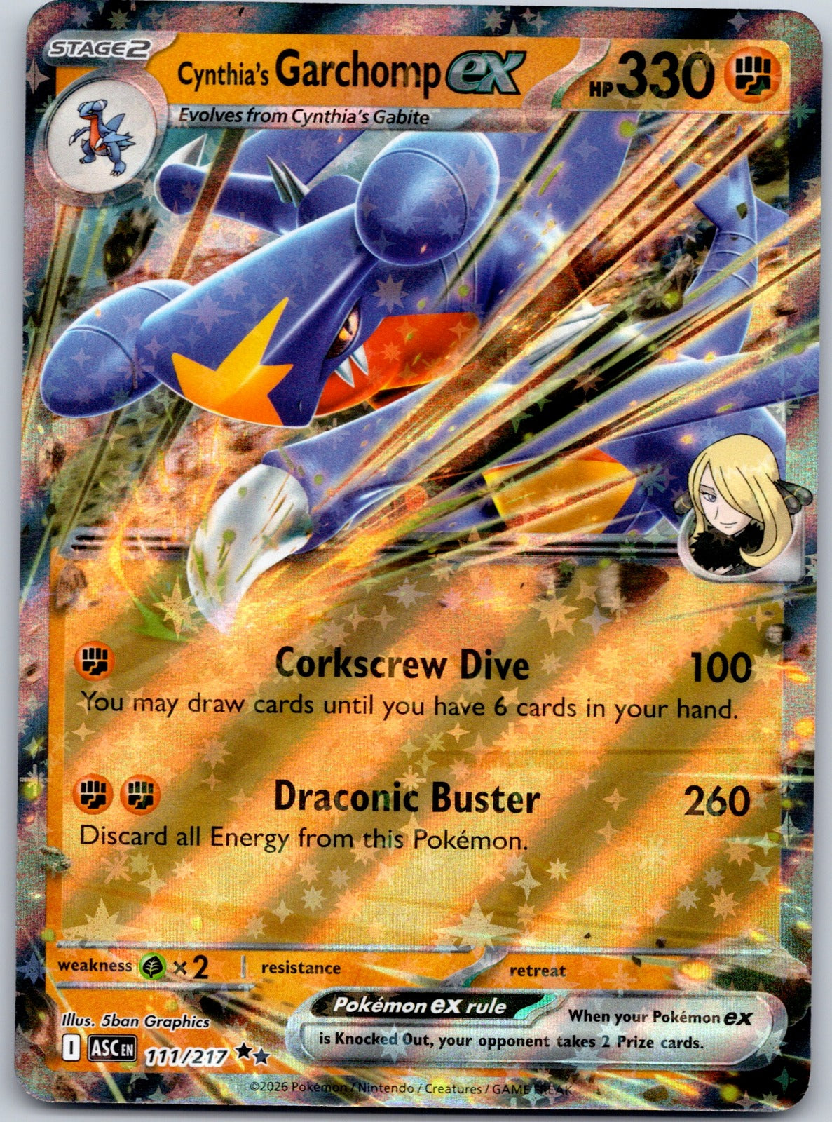 Cynthia's Garchomp ex 111/217 ME: Ascended Heroes (5ban Graphics)