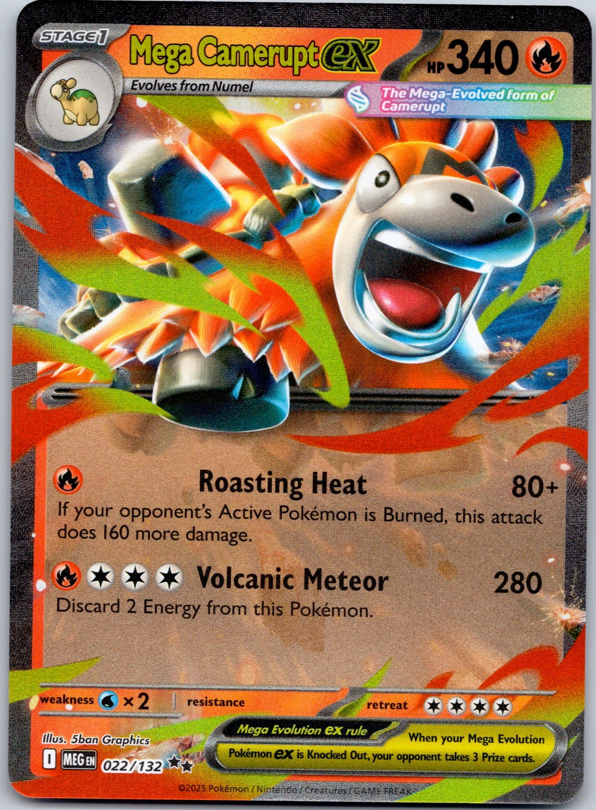 Mega Camerupt ex 022/132 Prize Pack Series Cards (5ban Graphics)
