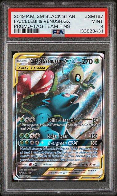 Fa/Celebi & Venusr.Gx SM167 Pokemon Sm Black Star Promo PSA 9